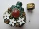 Czechoslovakian Perfume Bottle Jeweled Purse Mini Malachite Enamel Brass Filigre Perfume Bottles photo 3