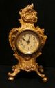 Antique French Louis Xv Rococo Art Nouveau Style Gilt Metal Desk Mantel Clock Clocks photo 1