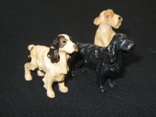 Vintage American Folk Art Miniature Wood Carving Set Of Three (3) Dogs photo