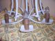 Vintage 6 Light Faux Bamboo Pagoda Hollywood Regency Chandelier White Tole Chic Toleware photo 1