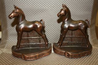Standing Colt Circa 1940 Bronze / Copper Vintage Bookends By Champion Products photo