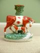 19thc Staffordshire Spill Figure Of Cow & Calf Figurines photo 1