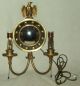 Vintage/antique Brass Double Candelabra Wall Sconce Lamp W/eagle & Mirror Lamps photo 1