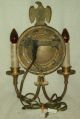 Vintage/antique Brass Double Candelabra Wall Sconce Lamp W/eagle & Mirror Lamps photo 2