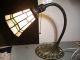 Antique Aladdin Shell Art Deco Desk Lamp W/leaded Glass Shade,  1920s Lamps photo 2