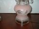 Vintage 1940 ' S Hurricane Style Pink Glass Boudoir Table Lamps. . .  Pr. . . .  Vgc Lamps photo 1