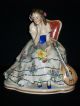Antique German Porcelain Volkstedt Dresden Lady Musician Figurine Half Doll Rel Figurines photo 1