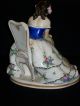 Antique German Porcelain Volkstedt Dresden Lady Musician Figurine Half Doll Rel Figurines photo 5