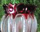 Vintage Antique Ruby Red Cranberry To Clear Thumb Print Vase Cut Glass Estate Vases photo 1