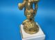 Pair Antique 19th Century French Bronze Dore Figural Cherub Candelabra Putti Metalware photo 9