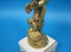 Pair Antique 19th Century French Bronze Dore Figural Cherub Candelabra Putti Metalware photo 10