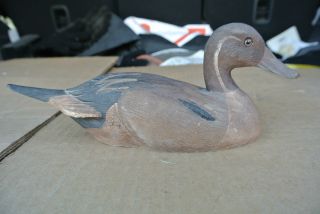Vintage Signed Carved Wood Wooden Pintail Drake Duck Figurine Decoy Exlnt photo