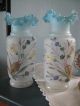 Pair Of Antique Hand Painted Bristol Glass Vases Vases photo 2