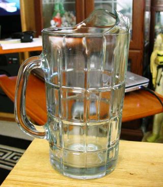 And Elegant Block Style 1/2 Gallon Clear Glass Pitcher photo