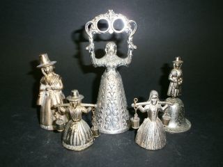 A Group Five Silver - Plate Figural Table Bells photo