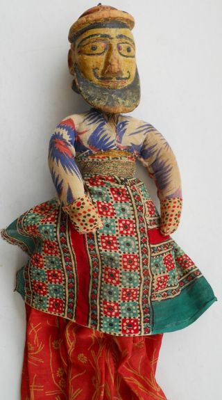 Antique Indian Puppet,  India Theatre Doll,  Carved Wood photo