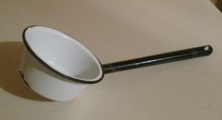 Antique Metal Enamelware Dipping Drinking Cup Ladle photo