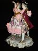 Antique German Porcelain Volkstedt Dresden Lace Lady Man Dancer Couple Figurine Figurines photo 2