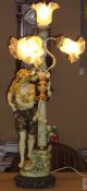 Pair Of Antique L&f Moreau Spelter Lamps,  Boy & Girl,  Collection Francais Lamps photo 2