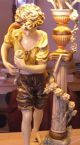 Pair Of Antique L&f Moreau Spelter Lamps,  Boy & Girl,  Collection Francais Lamps photo 4