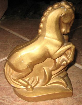 1930 ' S Art Deco Goldtone Cast Metal Horse Figurine photo