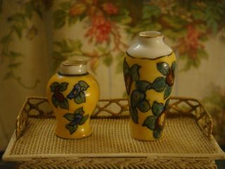 Miniature Antique Vases In Porcelain Dollhouse Doll China Vintage photo