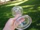 Antique Glass Base For Oil Kerosene Lamp Clear Bubble Glass Old Brass Top Lamps photo 1