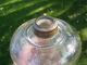 Antique Glass Base For Oil Kerosene Lamp Clear Bubble Glass Old Brass Top Lamps photo 4