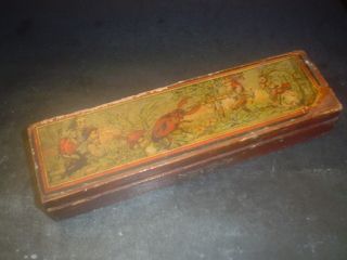 Antique Wood Pencil Box With Fairy Tail Pictures From The 20s Or 30s Photo ' S photo