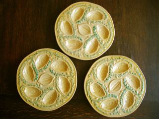 Set Of 3 Vintage Majolica Oyster Plates Made By Orfinox (france) photo