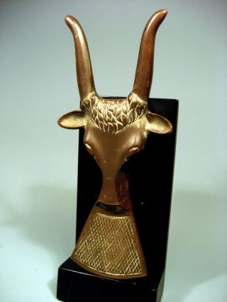 Western Cowboy American Brass? Bronze? Head Of Bull Boot Jack Ca Early 20th C. photo