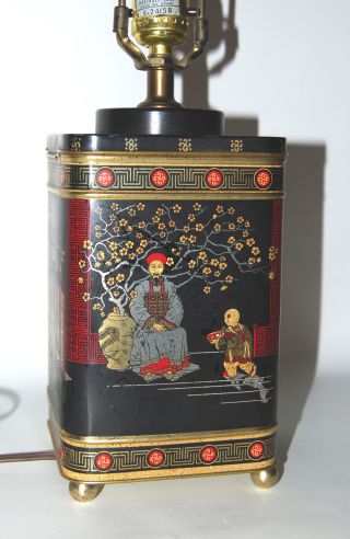 Antique General Store Tea Tin Canister Lamp Japanese Chinese photo