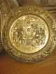 Vintage 3 Unique Brass Wall Plaque Plates Lombard C&a England - Great Buy Metalware photo 2