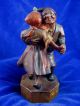 Vintage German Handcarved Wood Figurine,  Dancing Peasant Costume Couple.  Germany Carved Figures photo 2