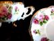 Unique Square Napco Hand Painted 3 Footed Teacup Pink Rose Cup And Saucer Cups & Saucers photo 4