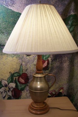 Vintage? Tea Pot Lamp With Brass Spout & Handle Wood.  Must.  Look Reduced. . . photo