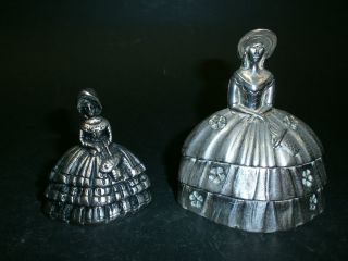 Two Silver - Plate Crinoline Lady Table Bells photo
