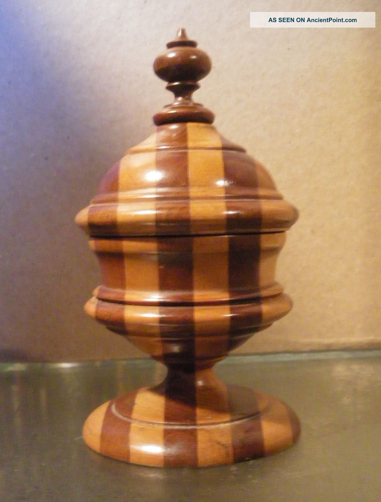 Small Victorian Wooden Treen Ware Covered Box Or Egg Cup Boxes photo