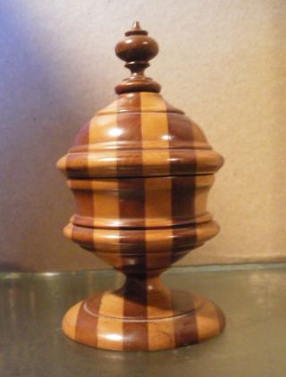 Small Victorian Wooden Treen Ware Covered Box Or Egg Cup photo