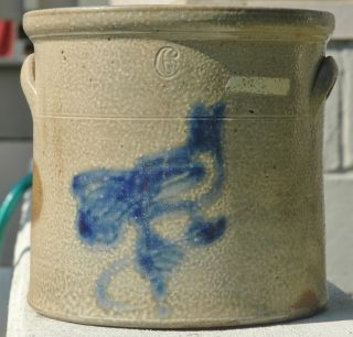 Antique Stoneware 1 Or 2 Gallon Crock With Cobalt Bird. . .  Mismarked??? Says 6 photo
