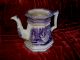 Very Rare English Transferware Flow Blue 4 - Sided Teapot Teapots & Tea Sets photo 1