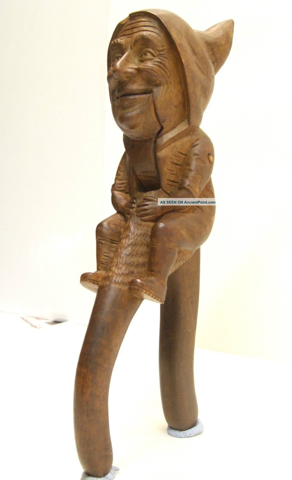 19c Wooden Black Forest Gnome Nutcracker Finely Carved From Switzerland Carved Figures photo