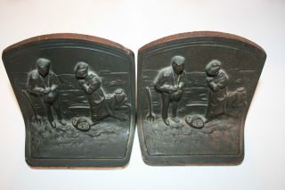 Vintage Bronze Cast Iron Bookends 
