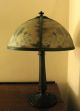 Exc Arts & Crafts Bradley Hubbard Lamp Mkd Reverse Painted Ribbed Shade Tulips Lamps photo 4