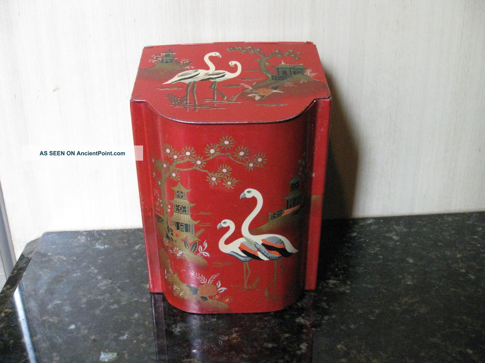 English Tole Tea Caddy Metalware photo