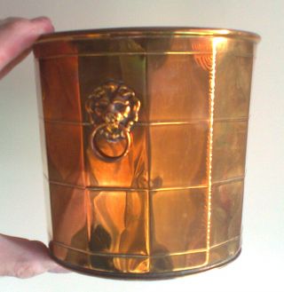 Dutch Brass Cachepot With Lion Heads photo