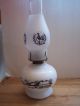 Vintage Eagle Milk Glass Currier Ives Horse Farm Oil Lamp Early American Chimney Lamps photo 1