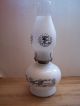 Vintage Eagle Milk Glass Currier Ives Horse Farm Oil Lamp Early American Chimney Lamps photo 3