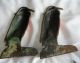 Two Cast Iron Painted Bird Bookends Old Metalware photo 2