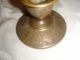 Antique Persian Silvered Brass Hand Engraved Candle Holder Metalware photo 3